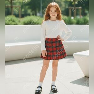 Red Plaid Buttoned Skirt
